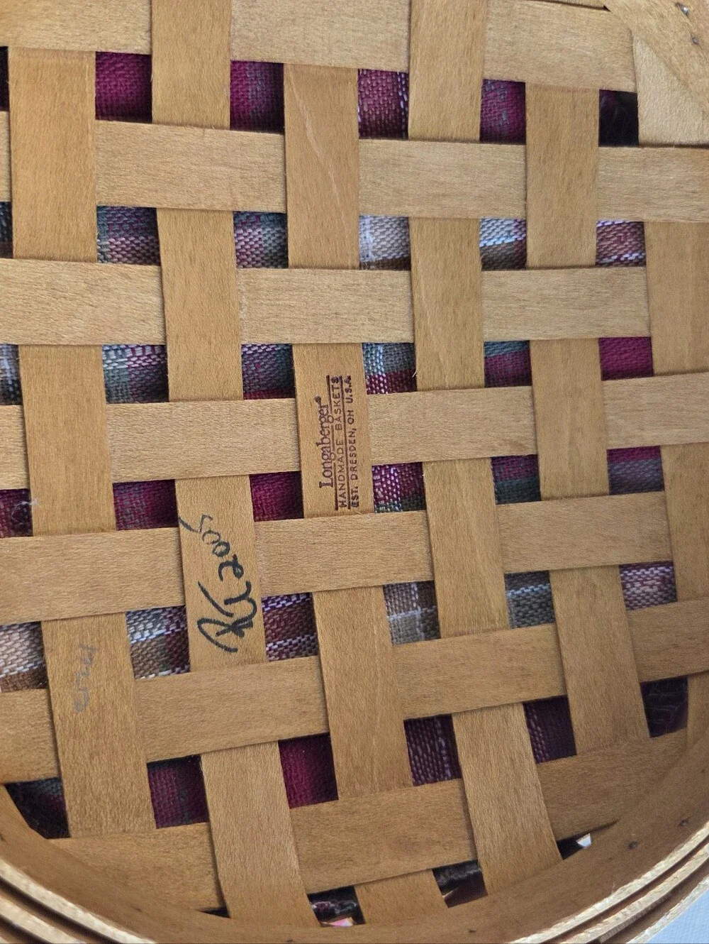 Longaberger Apple Teacher Small Bushell Basket W Plaid  Liner Back To School